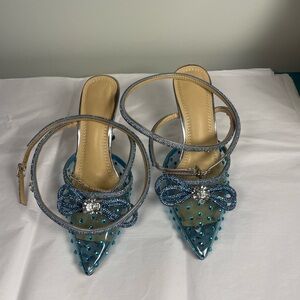 PVC Crystal Bow Accent D’Orsay Pumps